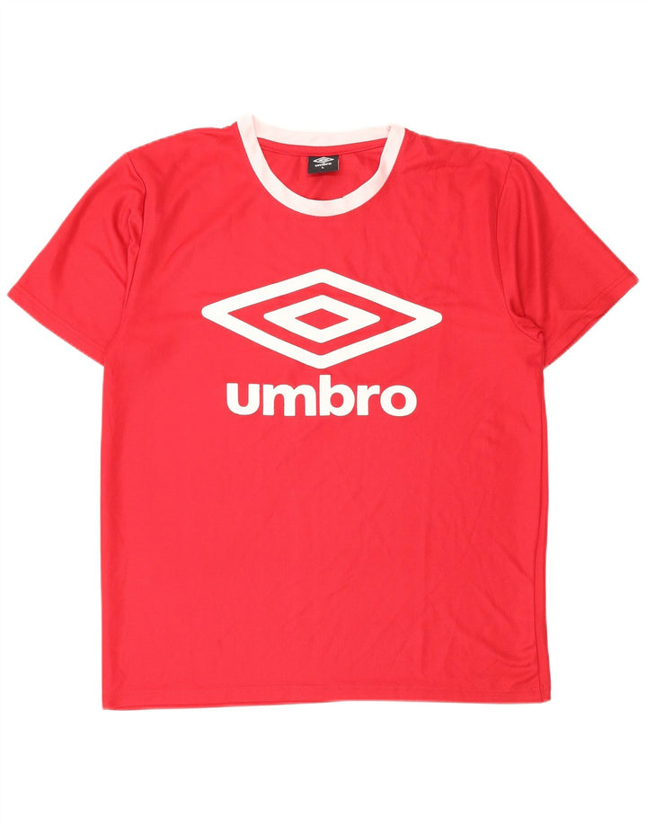 Umbro Dame Grafisk T-Shirt Top UK 16 Stor Rød Polyester
