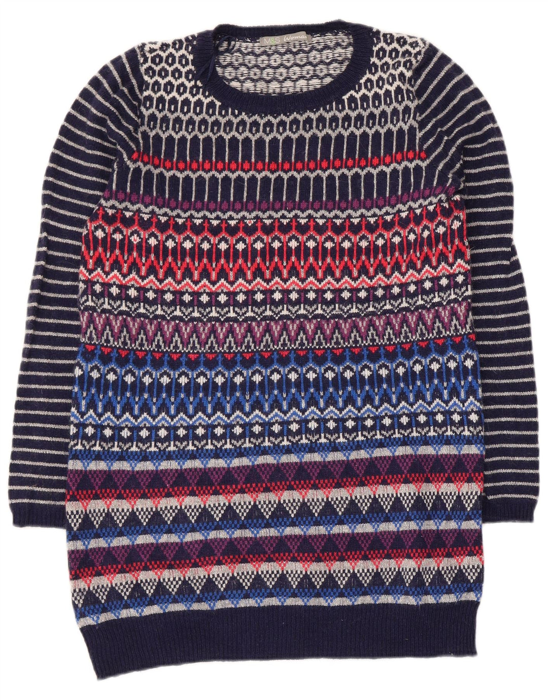 Marks & Spencer Dame sweater med rund hals DK 12 Medium Flerfarvet