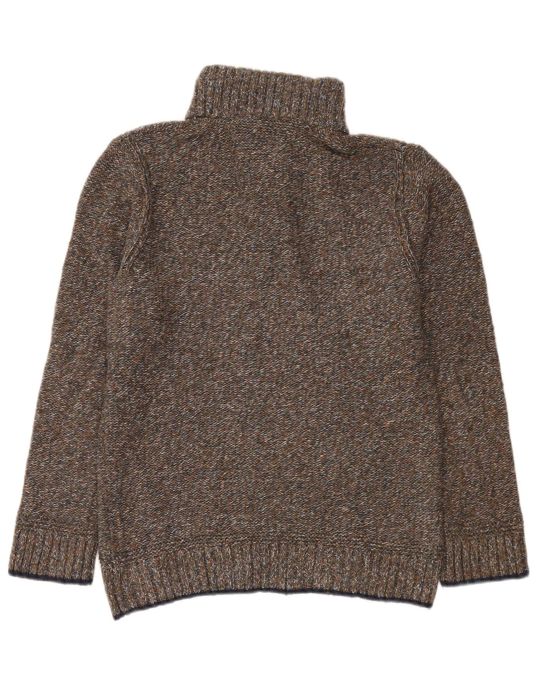 Fat Face Herre Button Neck Jumper Sweater Lille Grøn Flecked Bomuld