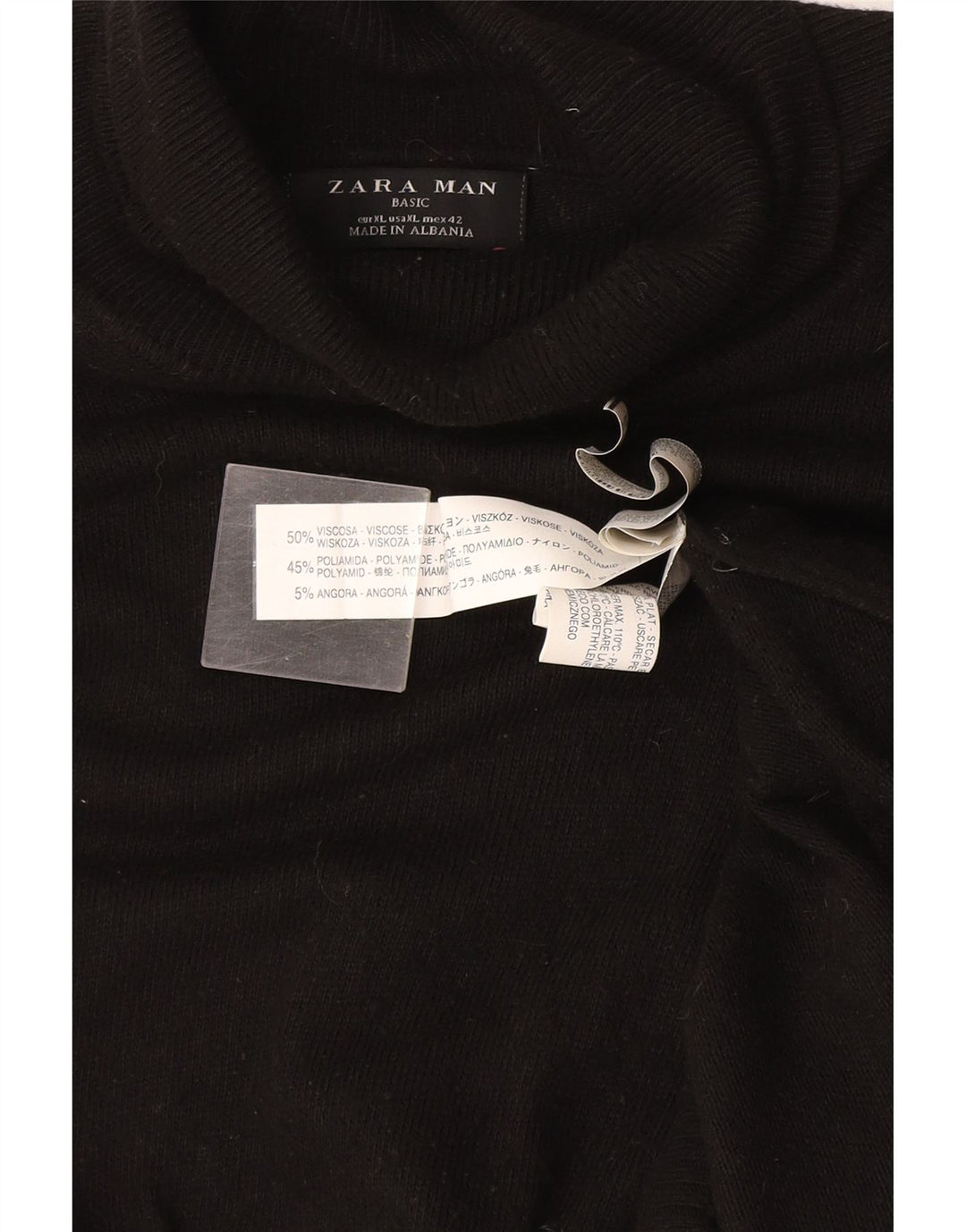Zara Herre Rullehalstrøje XL Sort Viscose