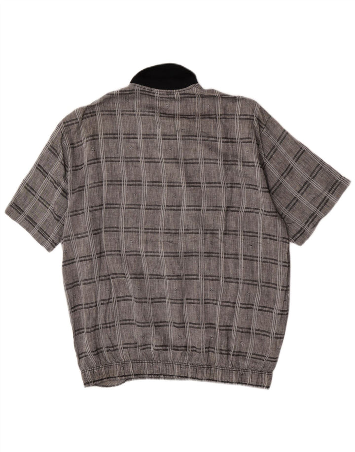 Vintage kortærmet trøje til mænd mellemgrå ternet