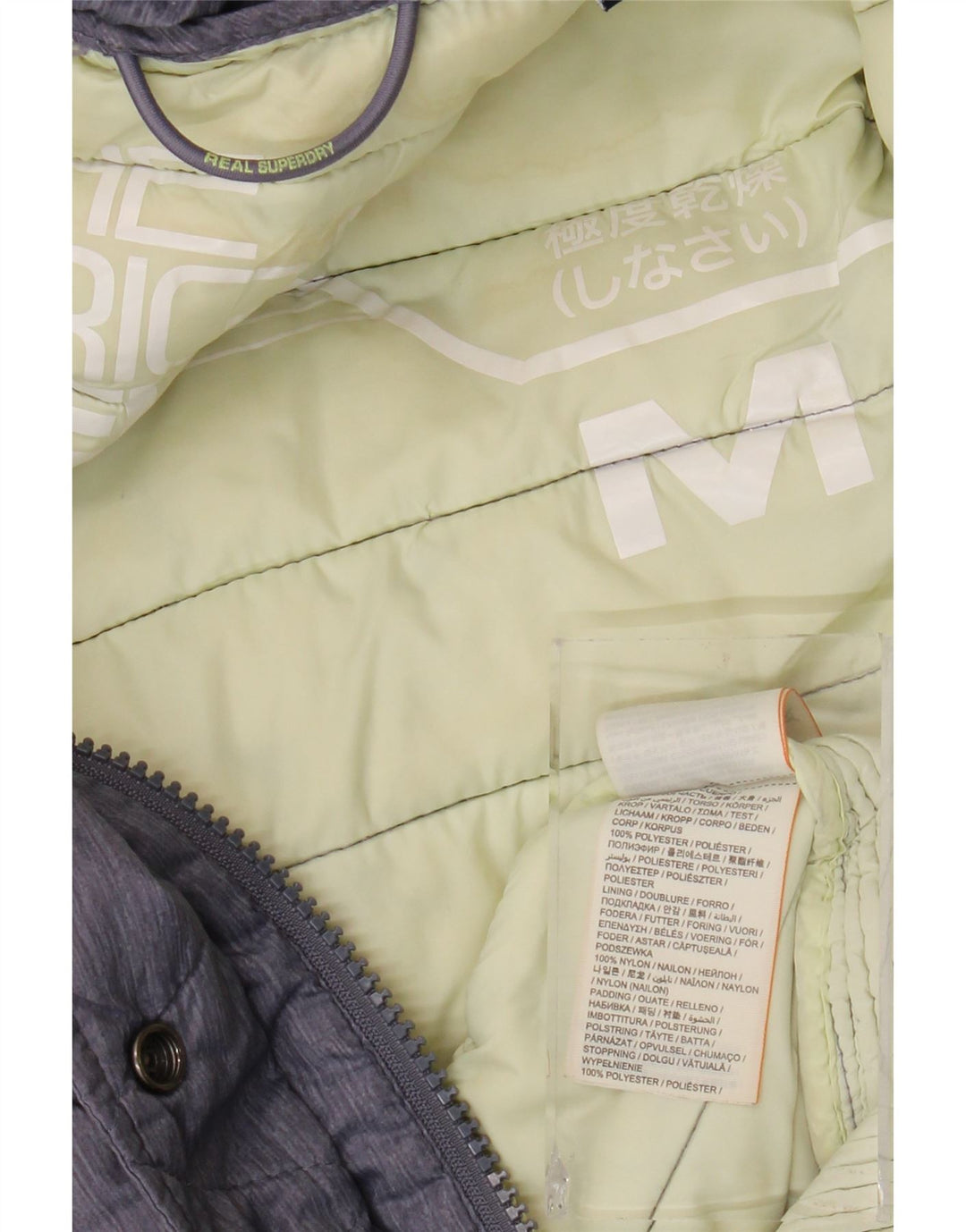 SUPERDRY Polstret hættejakke til kvinder UK 12 Mellem marineblå polyester