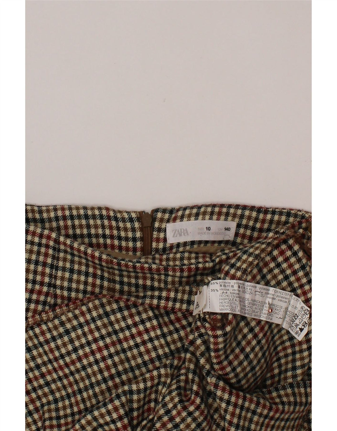 ZARA Girls Skort 9-10 År Multifarvet Houndstooth Polyester