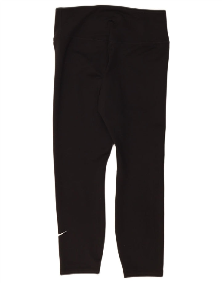 NIKE Dame Dri Fit Capri Leggings UK 12 Medium Sort Polyester