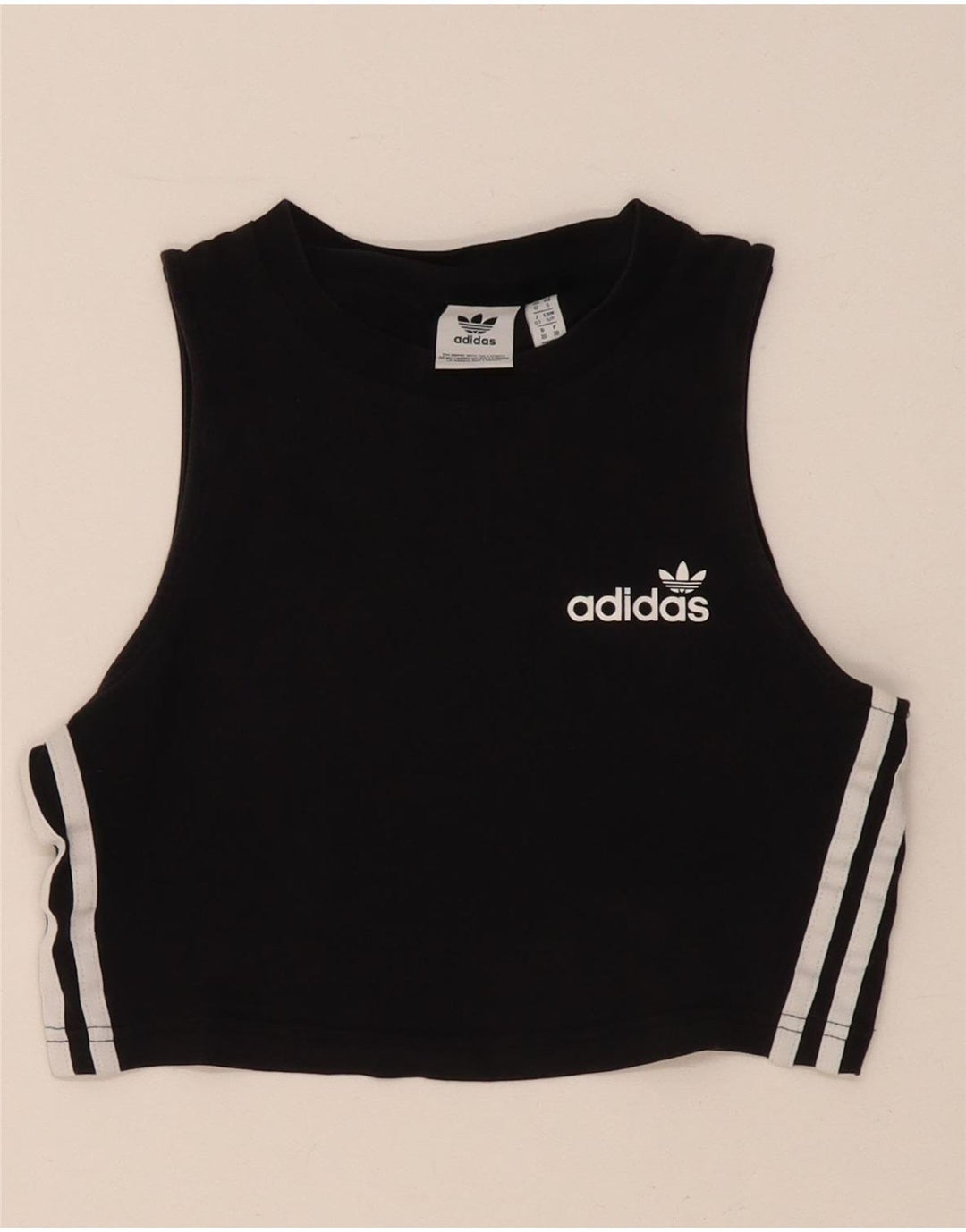 Adidas Dame Grafisk Vest Top UK 10 Small Black Bomuld