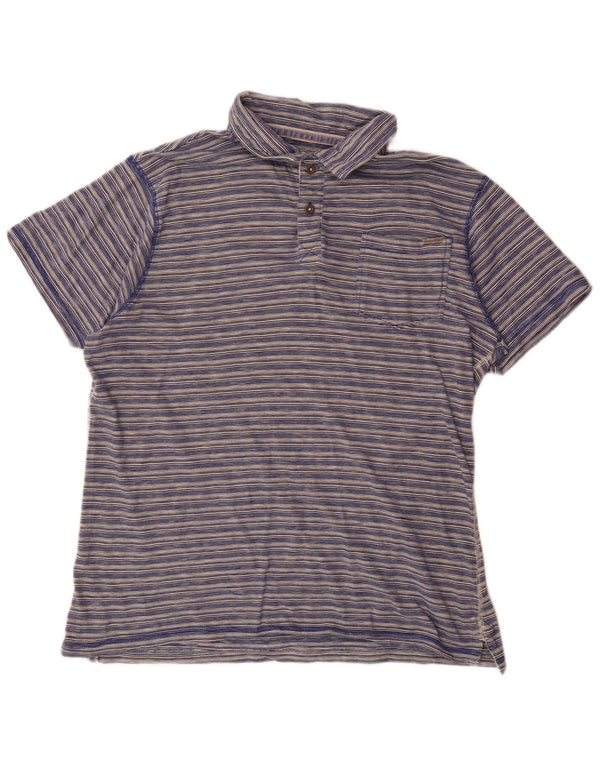 Weird Fish Herre poloshirt XL marineblå nålestribet bomuld