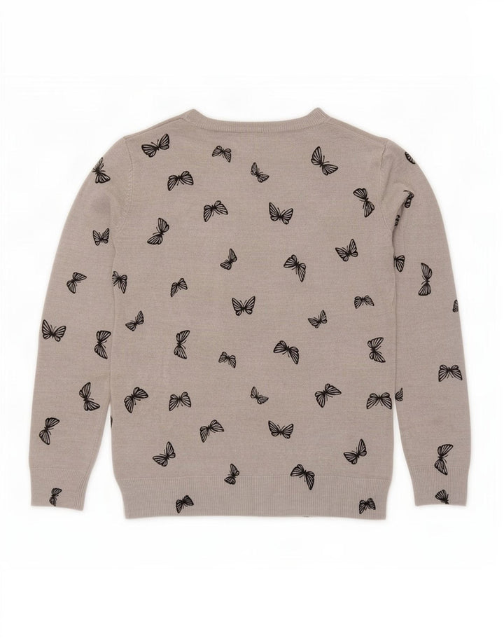 Marks & Spencer Dame Boat Neck Jumper Sweater UK 10 Small Grey Butterfly