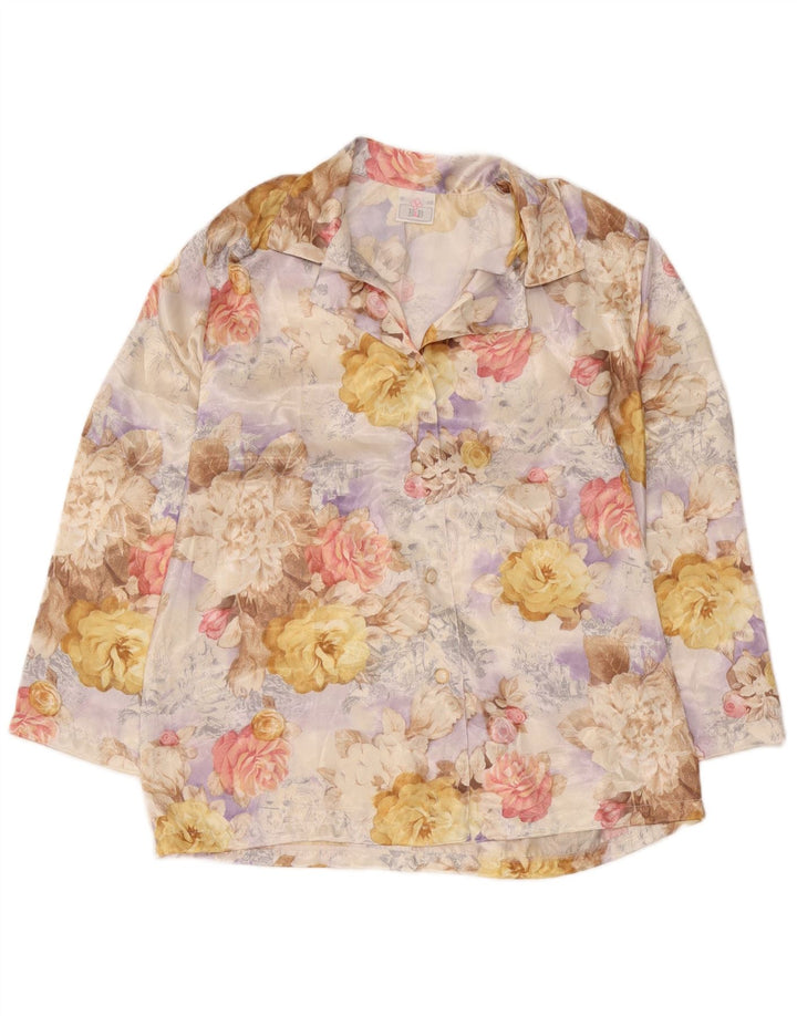 Vintage Dame Langærmet Skjorte IT 48 XL Flerfarvet Floral