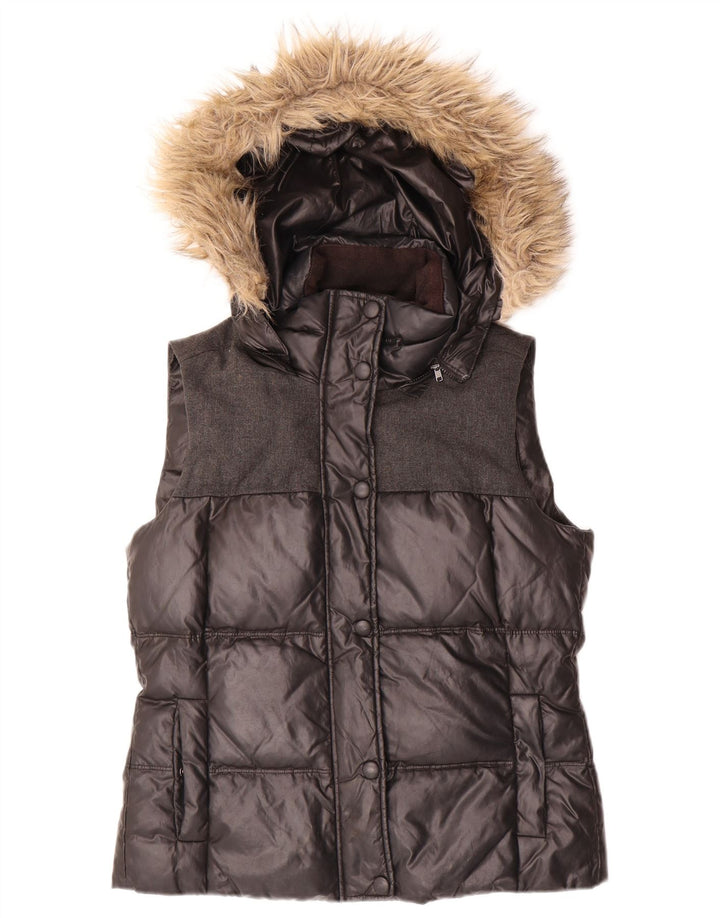 Esprit Dame Hætte Polstret Gilet UK 10 Small Black Polyester