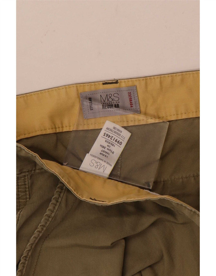 Marks & Spencer Herre Regular Fit Cargo Shorts W36 Large Khaki Cotton