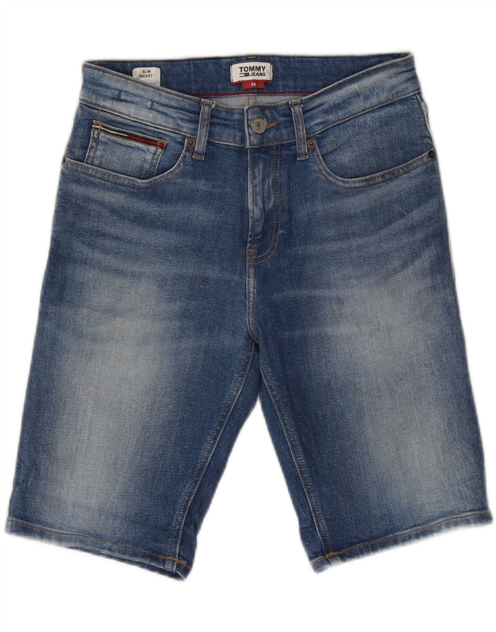 Tommy Hilfiger Herre Slim Denim Shorts W28 Små Blå Bomuld