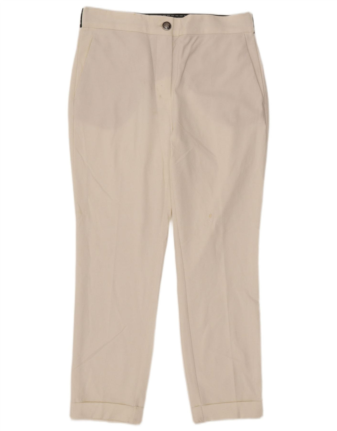Zara Slim Chino Bukser Large W30 L27 Hvid Colourblock Polyester