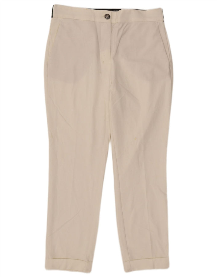 Zara Slim Chino Bukser Large W30 L27 Hvid Colourblock Polyester