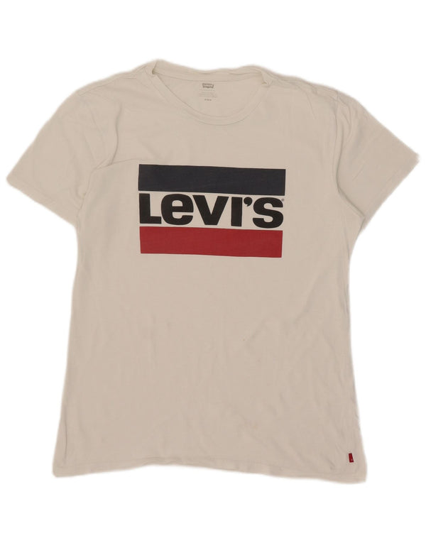 Levi's Grafisk T-shirt top til kvinder UK 14 Medium White