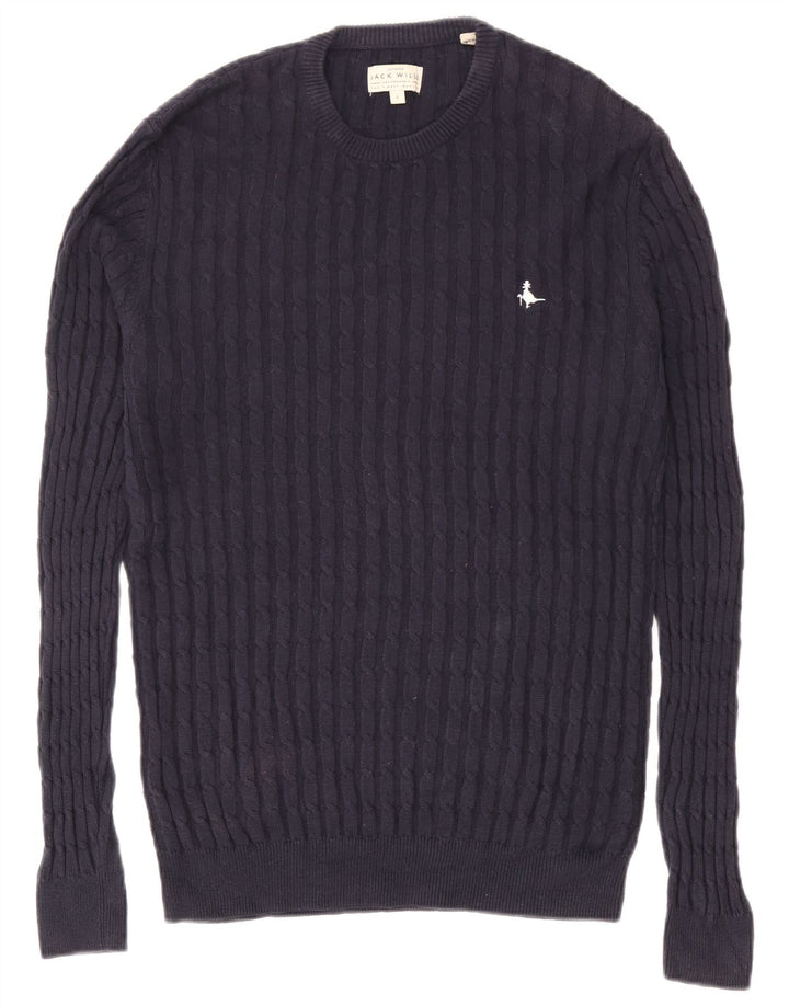 Jack Wills Herre Crew Neck Jumper Sweater lille marineblå bomuld