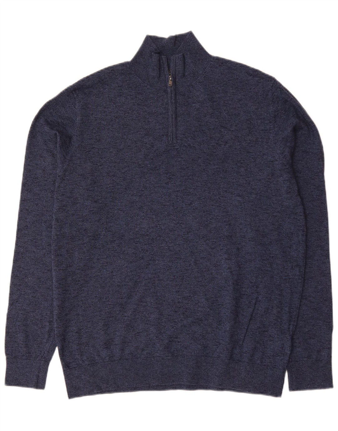 Marks & Spencer Herre sweater med lynlåshals Stor marineblå flækket bomuld