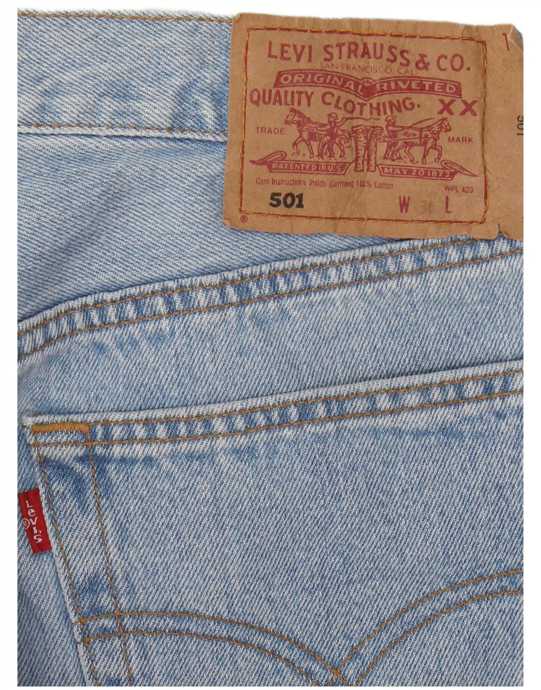 LEVI'S Herre 501 Straight Jeans W36 L29 Blå