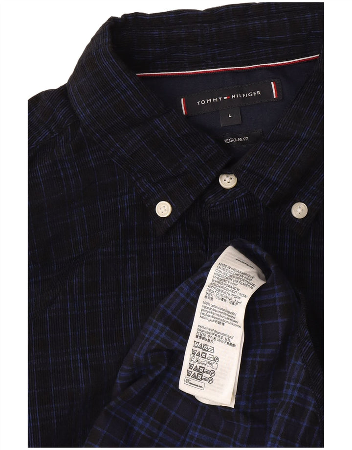 Tommy Hilfiger Herre Regular Fit Ternet skjorte Large Navy Blue Check Preppy