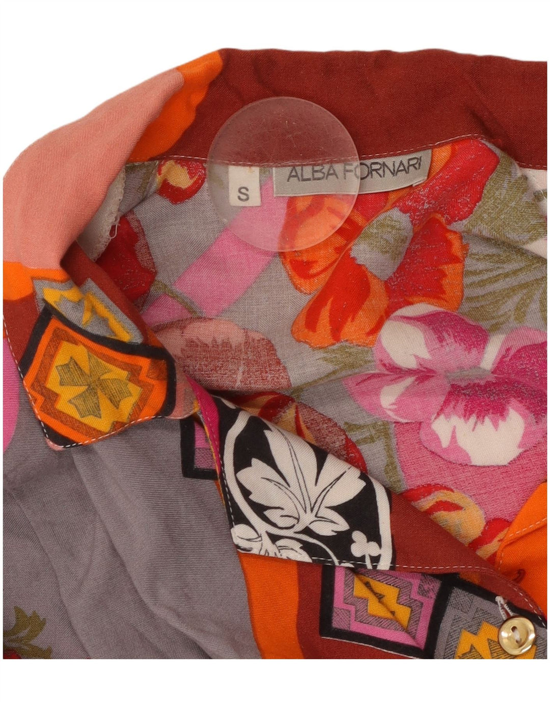 ALBA FORNARI Oversized skjorte til kvinder UK 10 Lille flerfarvet patchwork