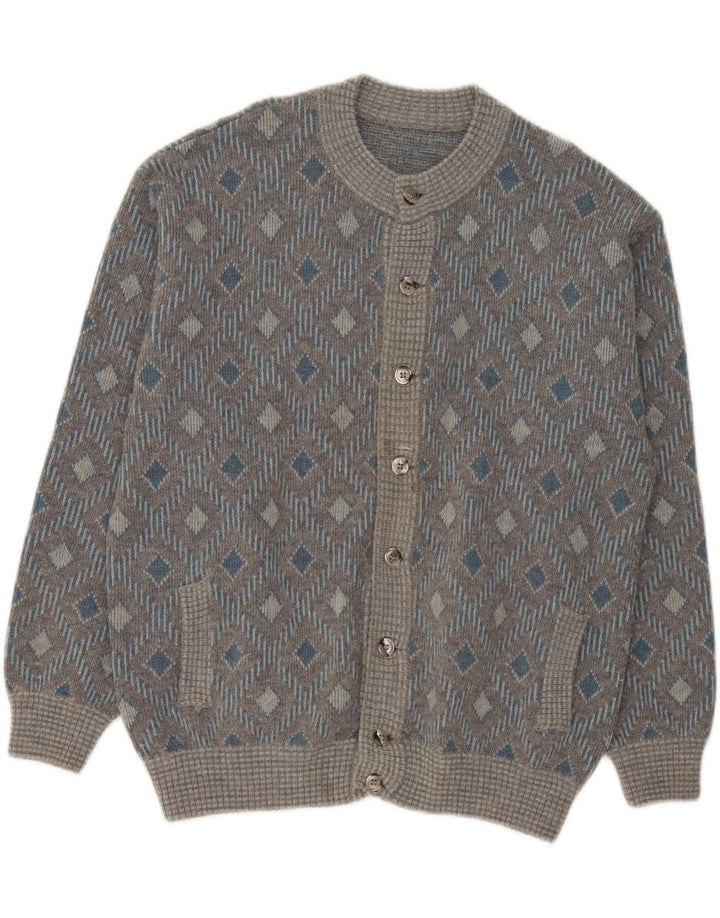 Vintage herre cardigan sweater XL Grå Geometrisk
