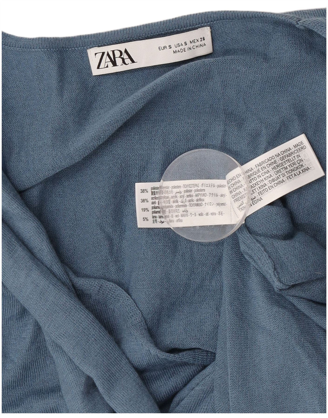 Zara Womens Front Tie Langærmet Jumper Dress UK 10 Small Blue Polyester