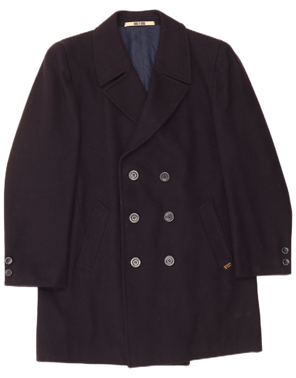 Vintage Herre Pea Coat IT 52 XL Navy Blue Viscose