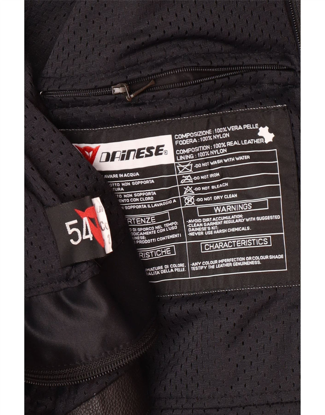 DAINESE Herre grafisk racerjakke str. 54 Large Black Colourblock Læder