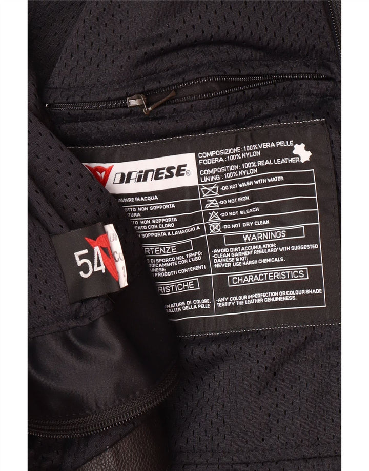 DAINESE Herre grafisk racerjakke str. 54 Large Black Colourblock Læder