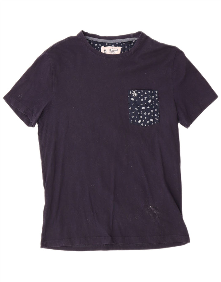 Penguin Herre T-Shirt Top Medium Marineblå Bomuld