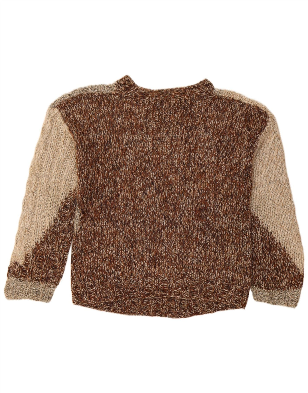 Giunco dame sweater med rund hals DK 10 lille brun farveblok Mohair