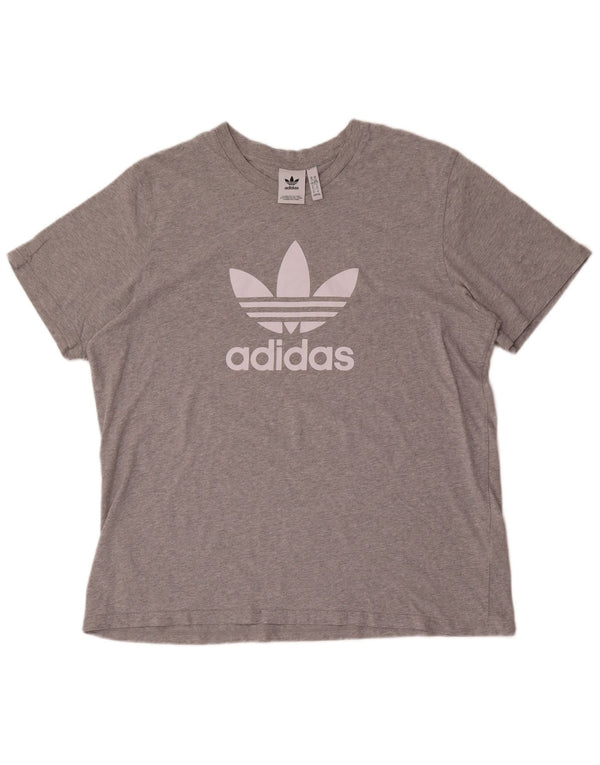 Adidas Herre grafisk T-shirt Top XL Grå Flecked Bomuld