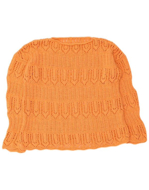 Vintage Womens Boat Neck Jumper Sweater UK 16 Large Orange