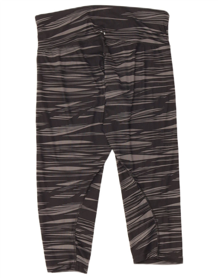 Adidas Dame Climalite Capri Leggings UK 12/14 Medium Sort Stribet