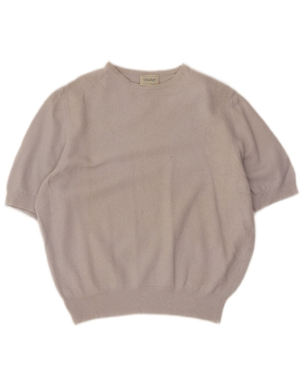Benetton Dame Kortærmet Boat Neck Jumper Sweater UK 10 Small Beige