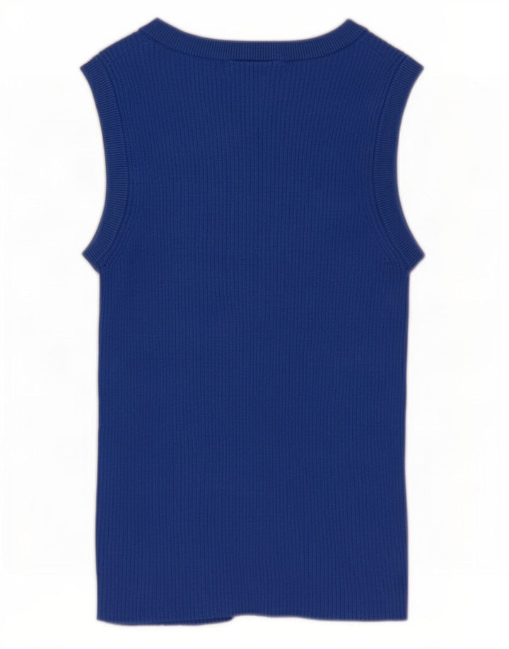Marks & Spencer Dame Crop Vest Top UK 10 Small Blue Viscose