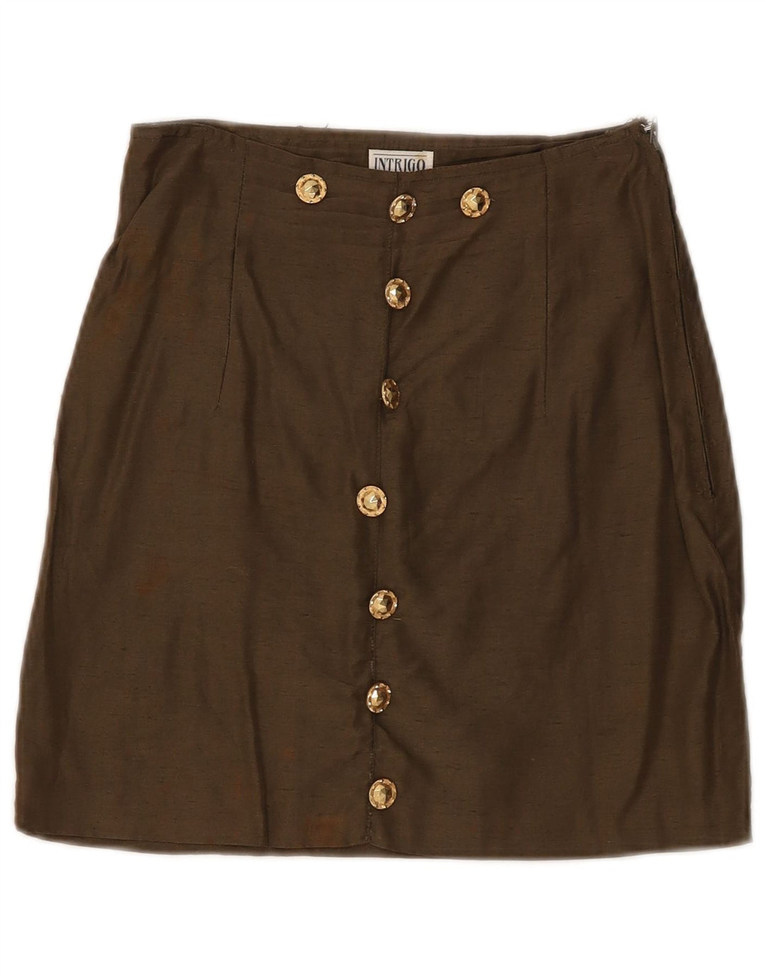 Vintage kvinders højtaljede mininederdel Medium W24 Khaki