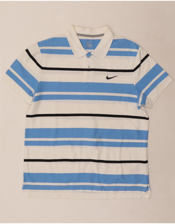 Nike Poloshirt til mænd, stor hvid stribet bomuld