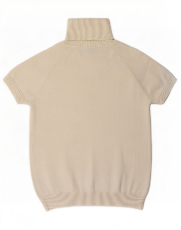 Zara Dame Kortærmet Roll Neck Jumper Sweater UK 14 Large Off White
