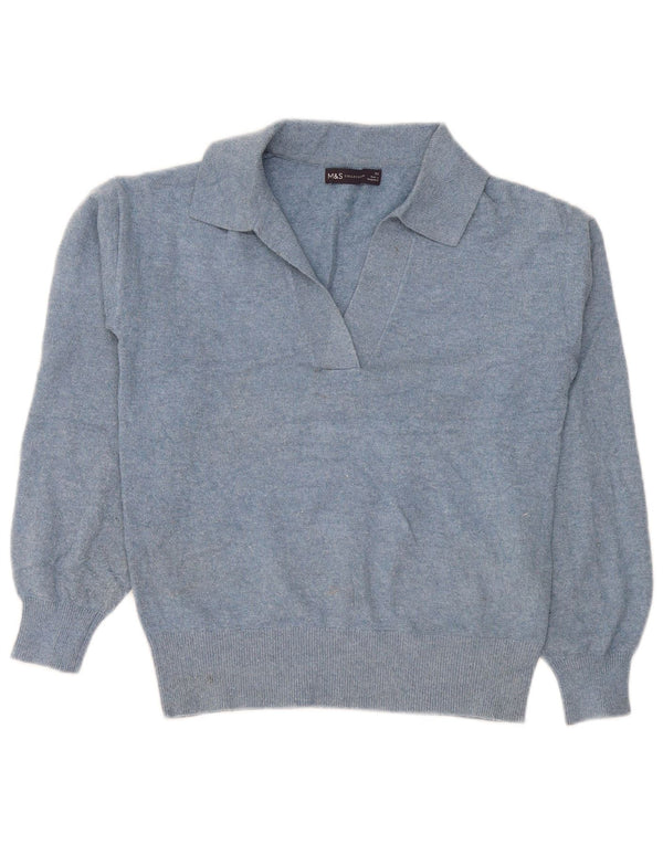 Marks & Spencer Dame Oversized Polo Neck sweater UK 6 XS Blå