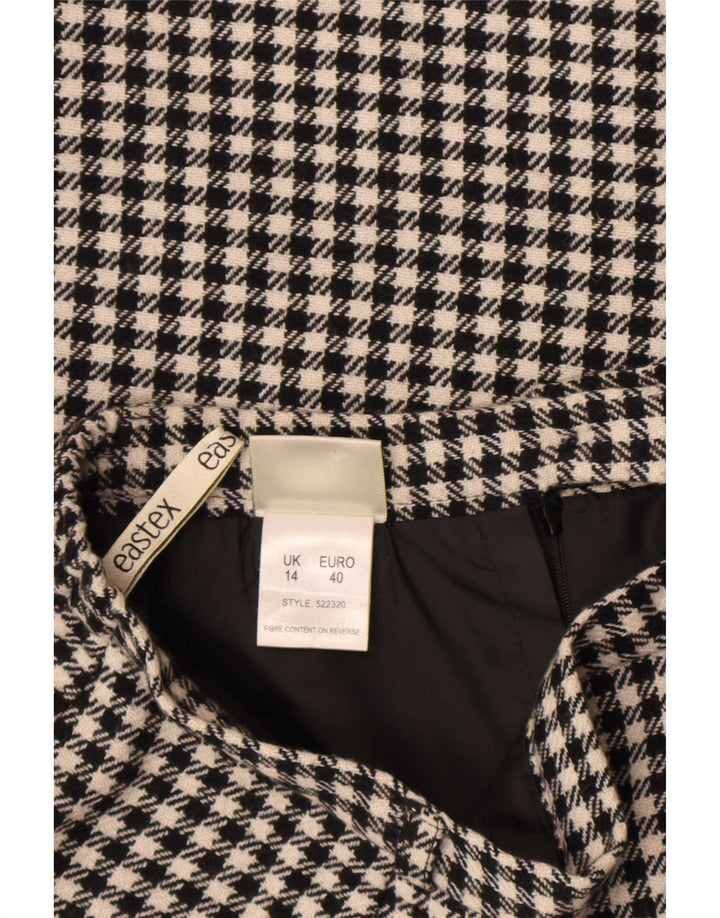 Eastex Dame Midi Nederdel UK 14 Medium W30 Sort Houndstooth Uld