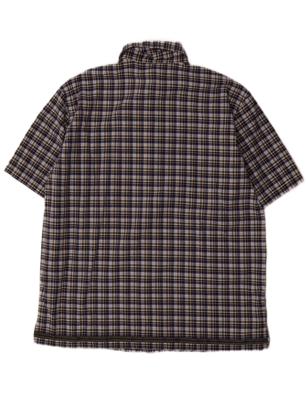 BENETTON kortærmet drengeskjorte 11-12 år XL marineblå ternet bomuld