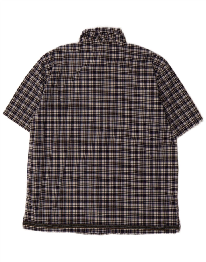 BENETTON kortærmet drengeskjorte 11-12 år XL marineblå ternet bomuld