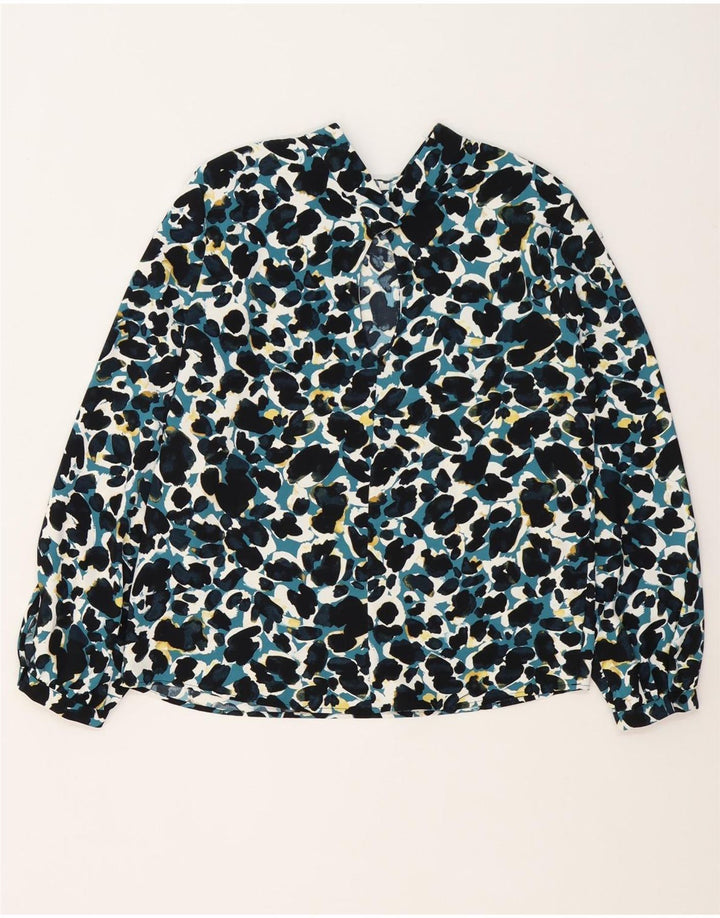 Zara Womens Front Tie Bluse Top UK 10 Small Multicolored Animal Print