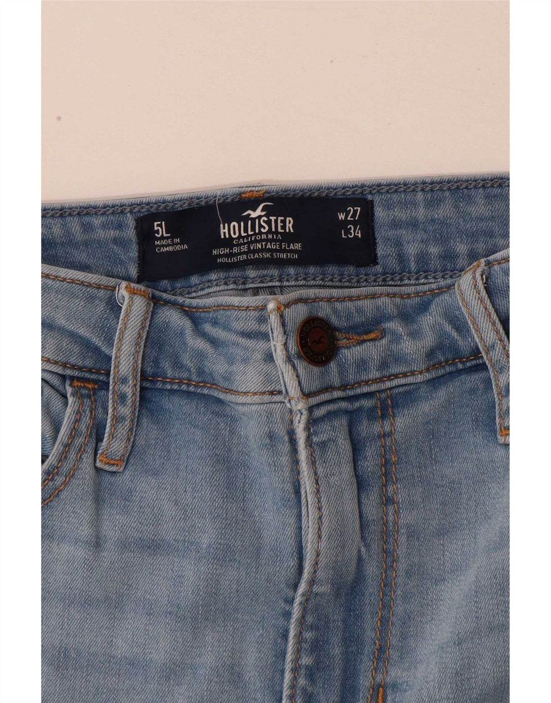Hollister Dame Flared Jeans W27 L34 Blå Bomuld