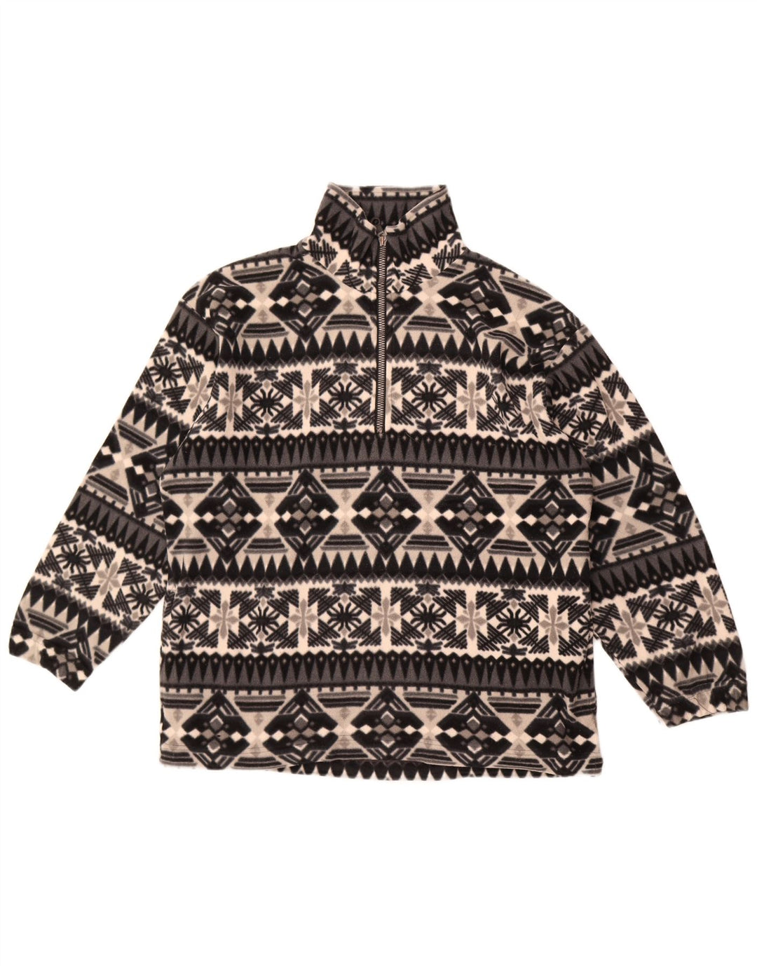 Vintage fleecetrøje med lynlås til mænd Medium Grey Fair Isle