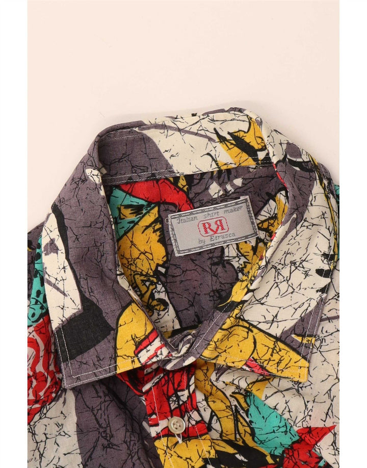 Vintage Kortærmet Herreskjorte Medium Multicolored Floral