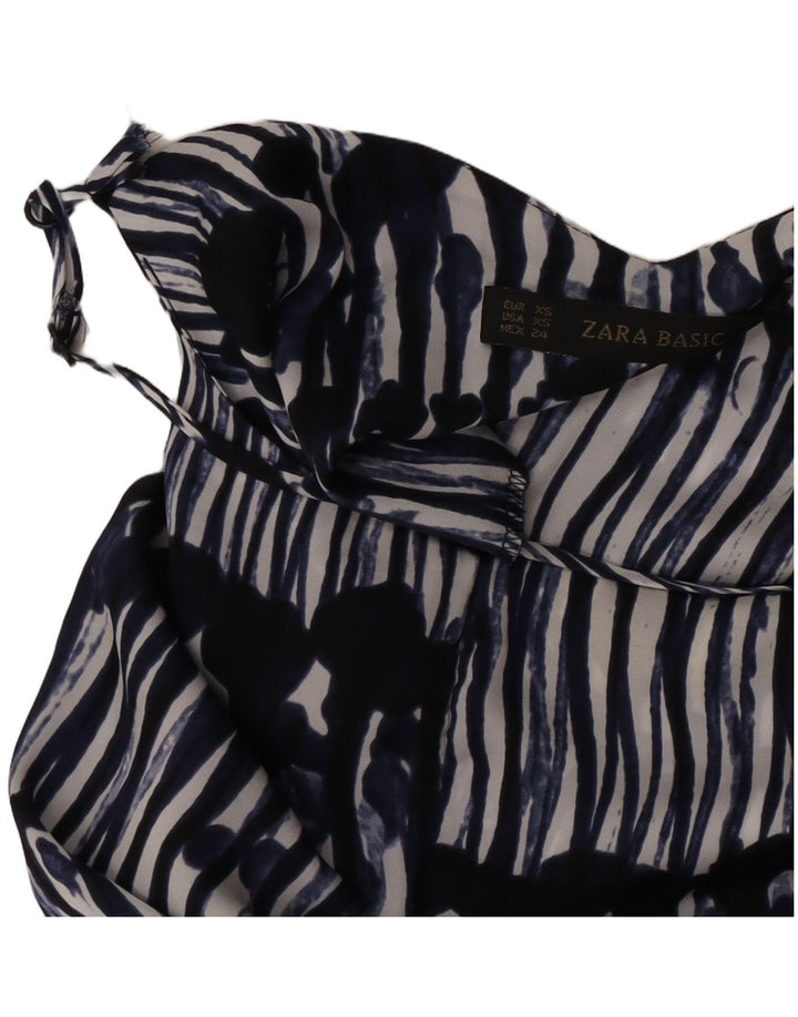 Zara kvinders abstrakt mønster ærmeløs playsuit UK 6 XS marineblå