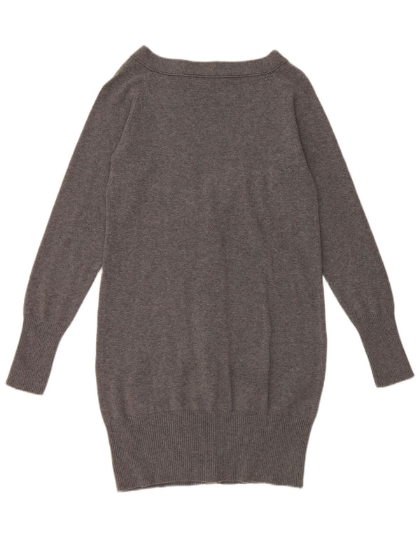 Zara Womens Longline Cardigan Sweater UK 12 Medium Grey