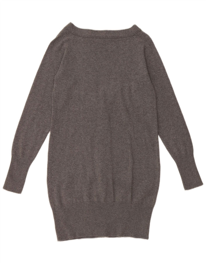 Zara Womens Longline Cardigan Sweater UK 12 Medium Grey