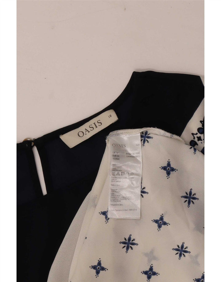 Oasis Damebluse Top UK 10 Small Navy Blue Paisley Polyester
